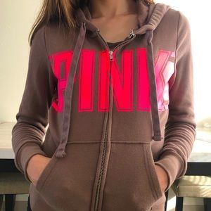 Pink Front Zip Sweatshirt